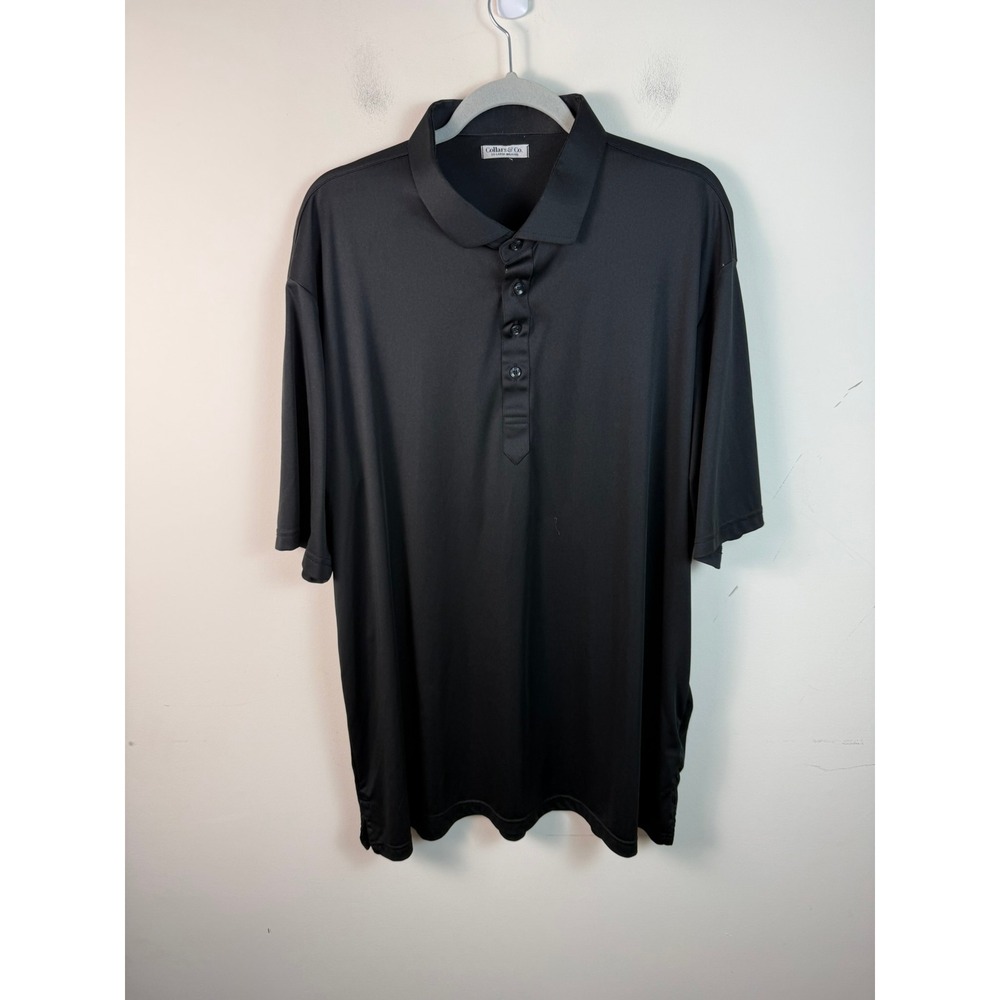 Collars & Co Dress Collar Polo Mens 2XL Relaxed Black Short Sleeve Performance